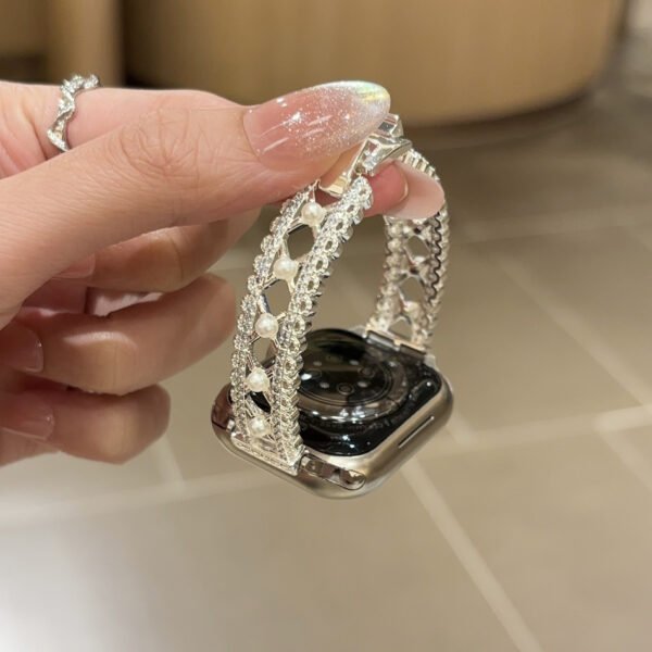 Copper Lace Pearl Diamond Apple Watch Bracelet